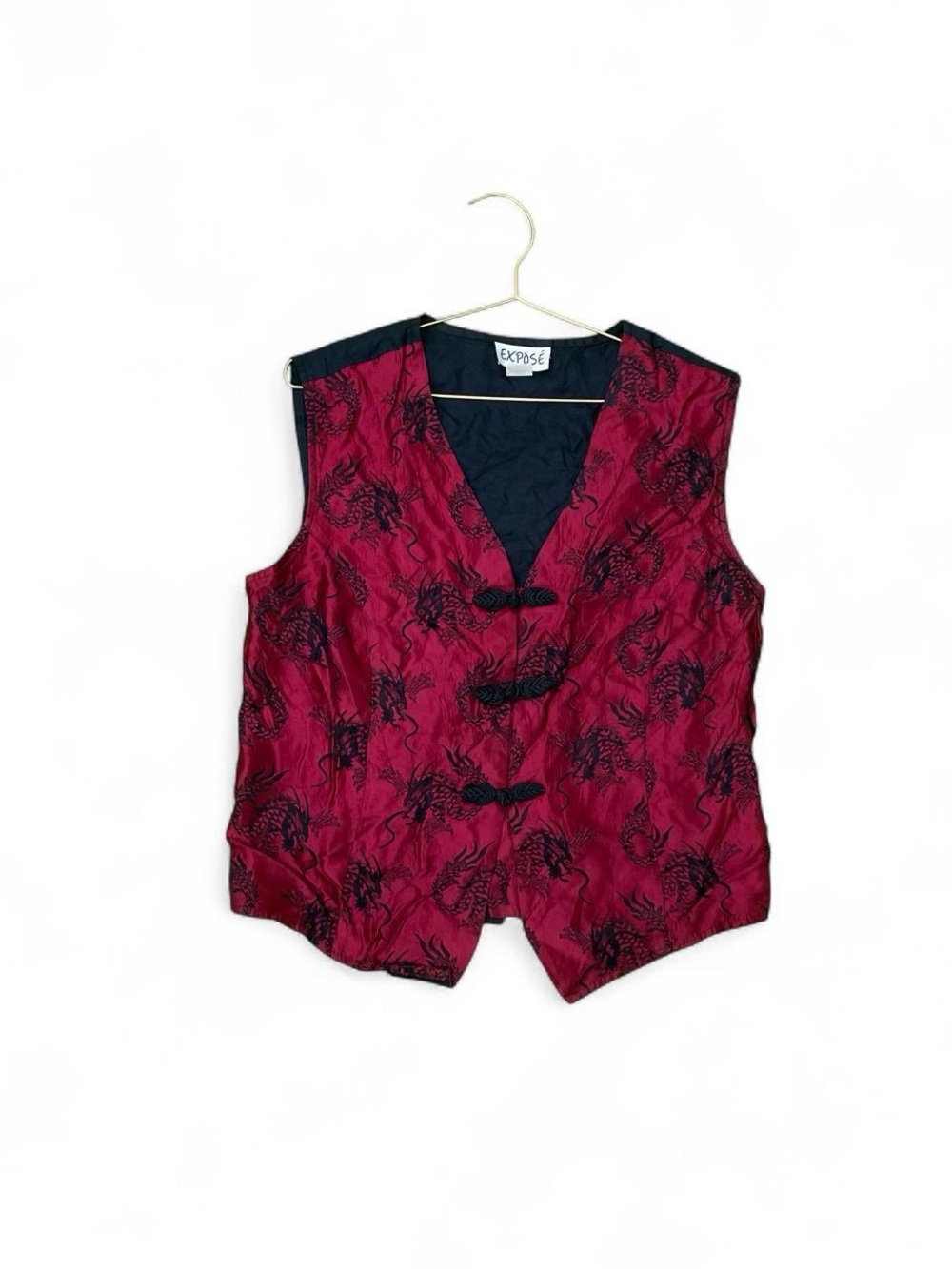 Vintage Dragon Brocade Vest – Red & Black Whimsigoth Vest (22/24)